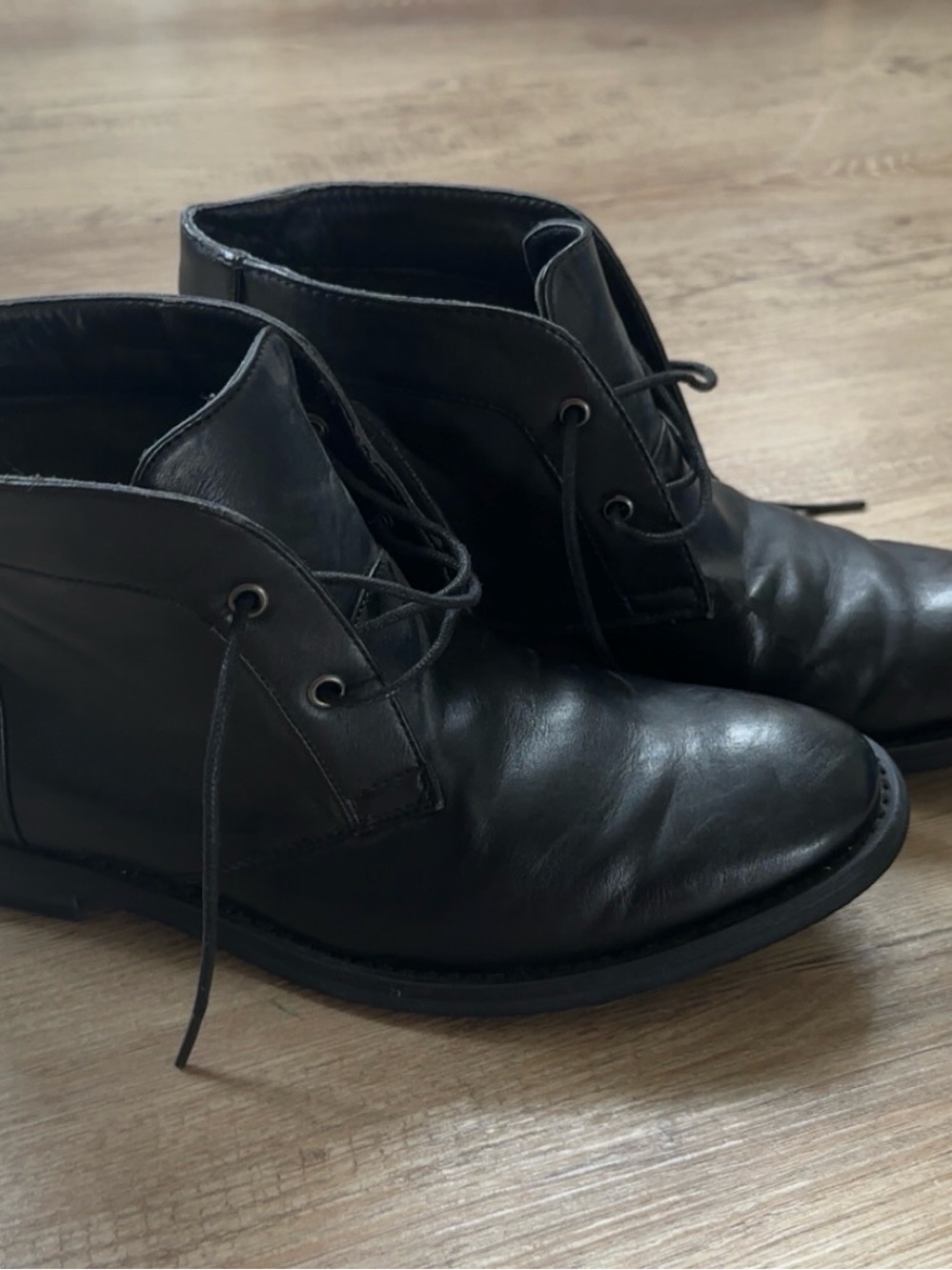Marc Anthony Black Leather Chukka Boots - Lace-Up